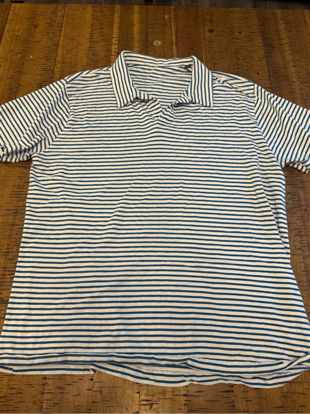 Slate & Stone Medium  White and Blue Striped Polo